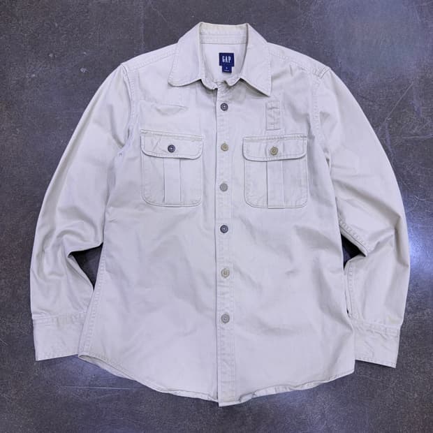 GAP 갭 투포켓 워크셔츠 자켓 셔켓 헤비코튼 베이지 S