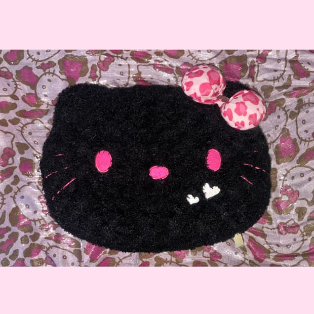 고전 갸루템 호피 헬로키티 쿠션 인형