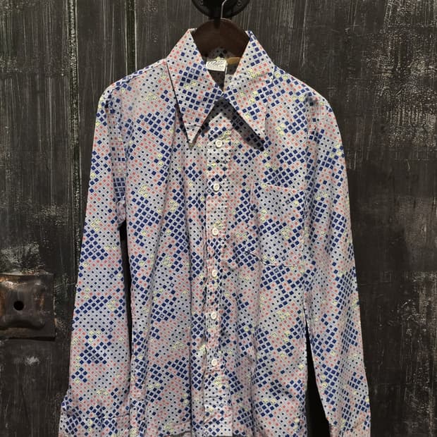 70s GeometricPattern Shirt/made in U.S.A