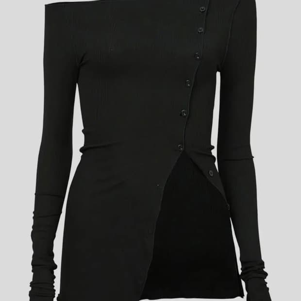 플레어업 원숄더 스티치 가디건