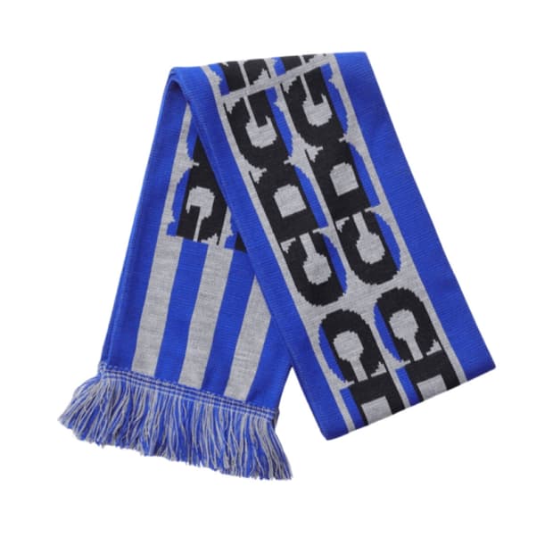 CDG 로고 체크 스카프 블루