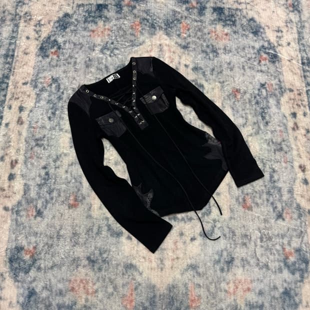 Ozz on python patch lace up knit sleeve 