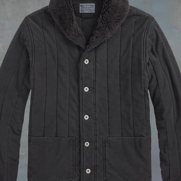 RRL 플리스 칼라 퀼트 저지 자켓 더블알엘