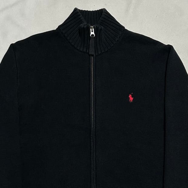 M 폴로랄프로렌 레드 포니 블랙 니트 집업