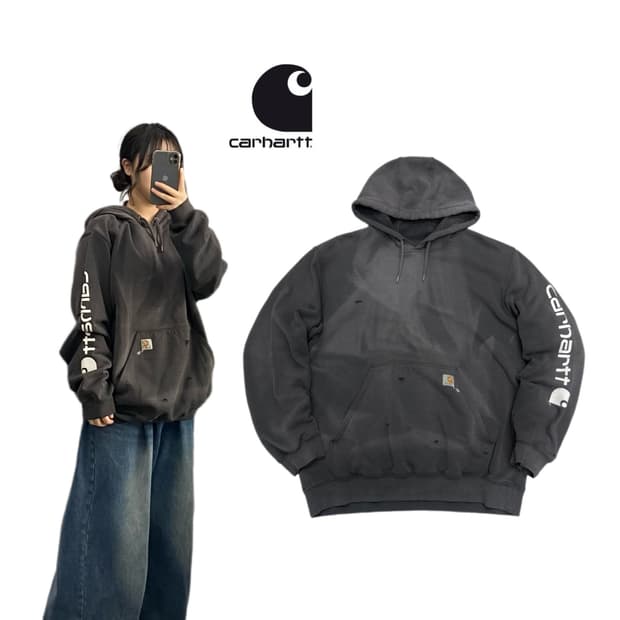 칼하트 하드 페이딩 디스트레스드 후드티