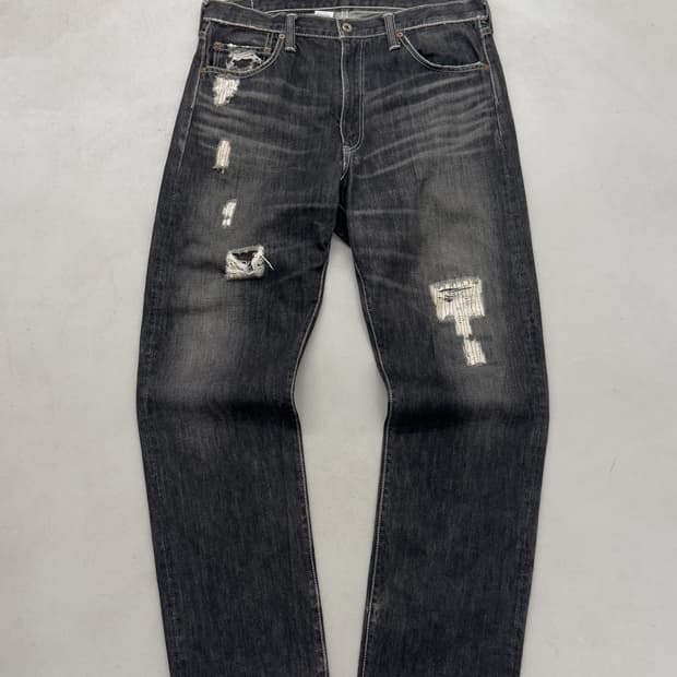 포스트 오버롤즈 디스트레스드 데님