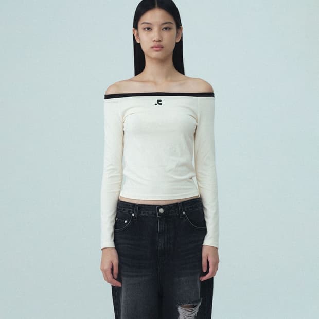 레스트앤레크레이션 오프숄더 탑 크림