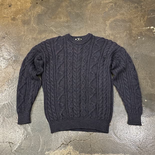 80s 세인트마이클 퓨어 울 피셔맨 니트 M