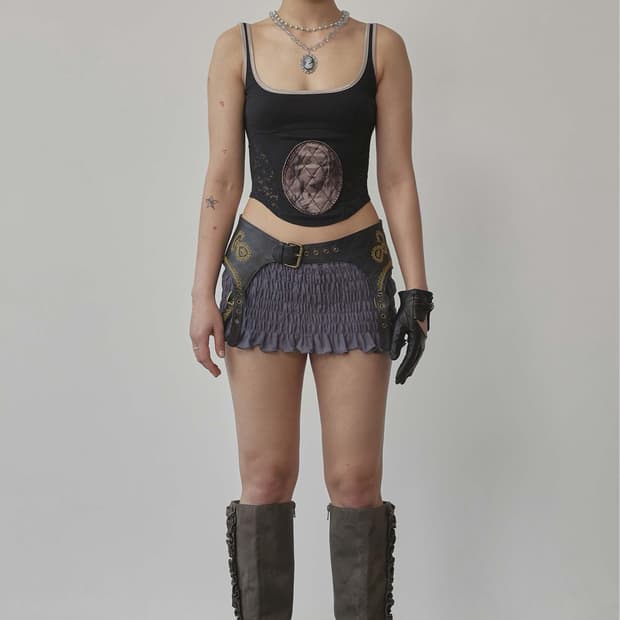 스컬프터 Beaded Maria Top Black