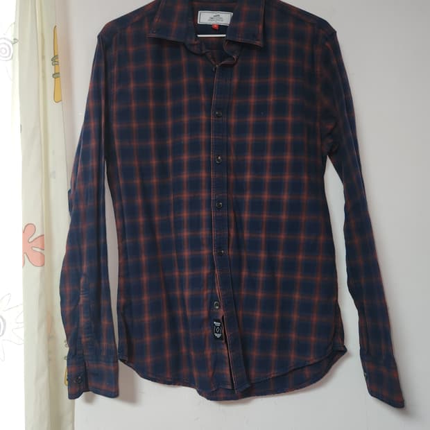 HUM 체크 슬림핏 셔츠 남방 95