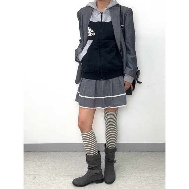 빈티지 그레이 플리츠 스커트