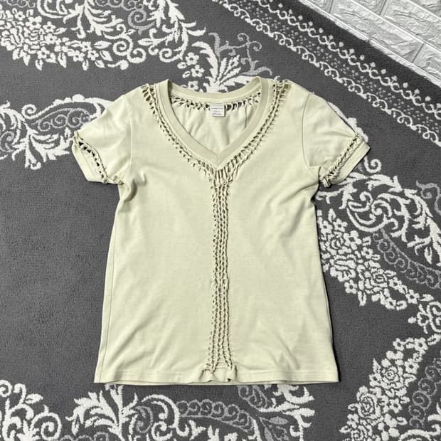 넘버나인 뜨개 반팔 07ss Hand-braide T-shirt
