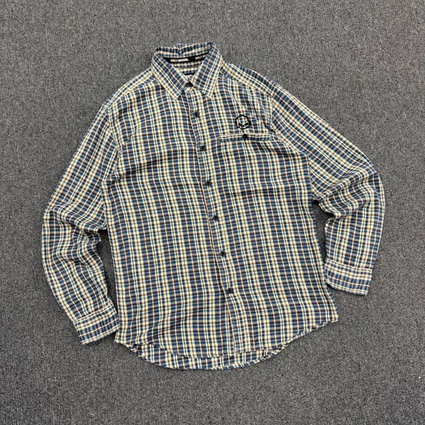 S)할리데이비슨 빈티지 로고 자수 체크 긴팔셔츠