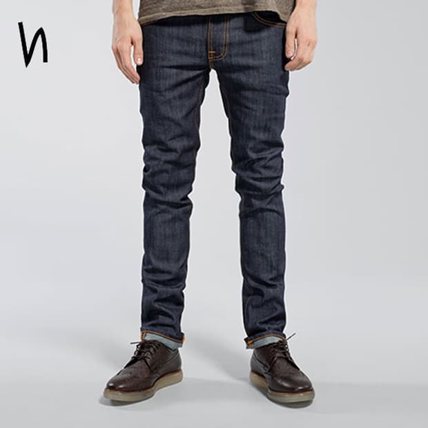 누디진 / 데님 청바지 (씬핀 드라이 에크루 엠보)