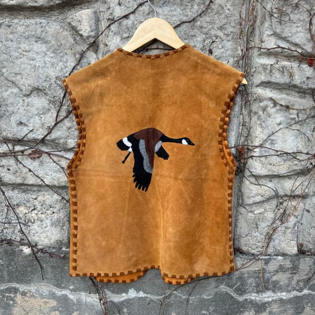 빈티지 스웨이드 비즈 보헤미안 패치 업 웨스턴 베스트