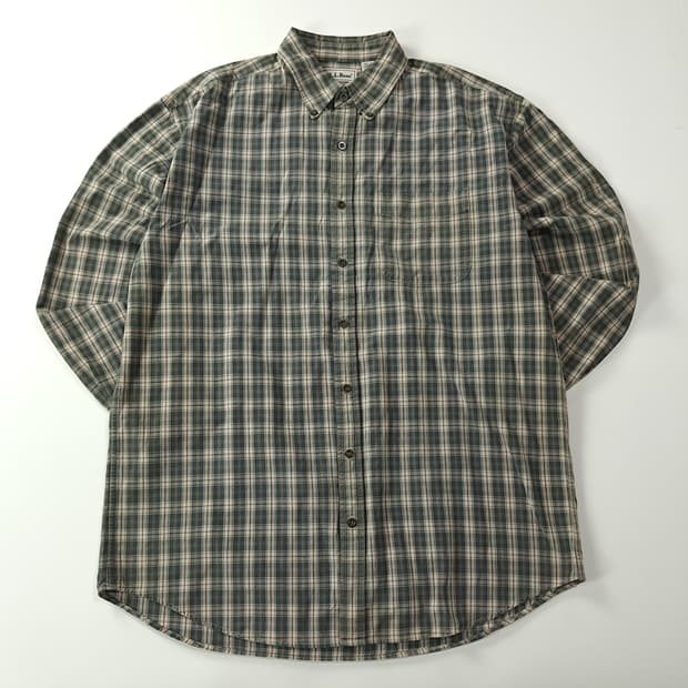CK387 L 엘엘빈 90s 다크 그린 스몰 타탄 체크 셔츠 남방