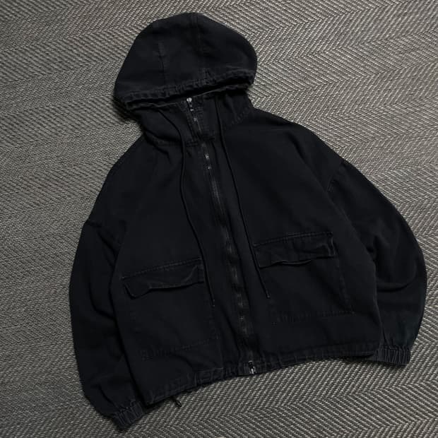 빈티지 흑청 크롭 포켓 야상 자켓y 5267