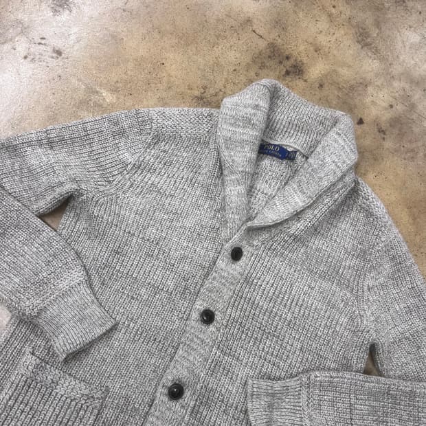 폴로 랄프로렌 베이지 카라 니트 가디건 