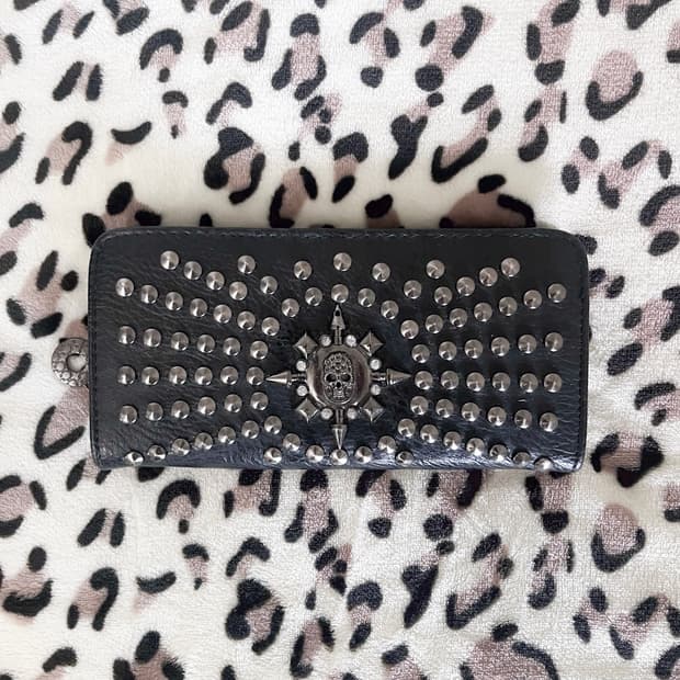 ★☆punk stud skull long wallet☠️