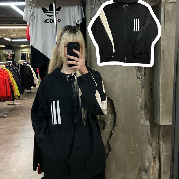 아디다스 바람막이 블랙 XXL  #csz2109