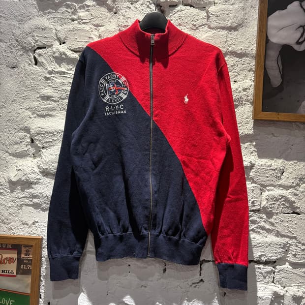 폴로 사선 포인트 니트집업