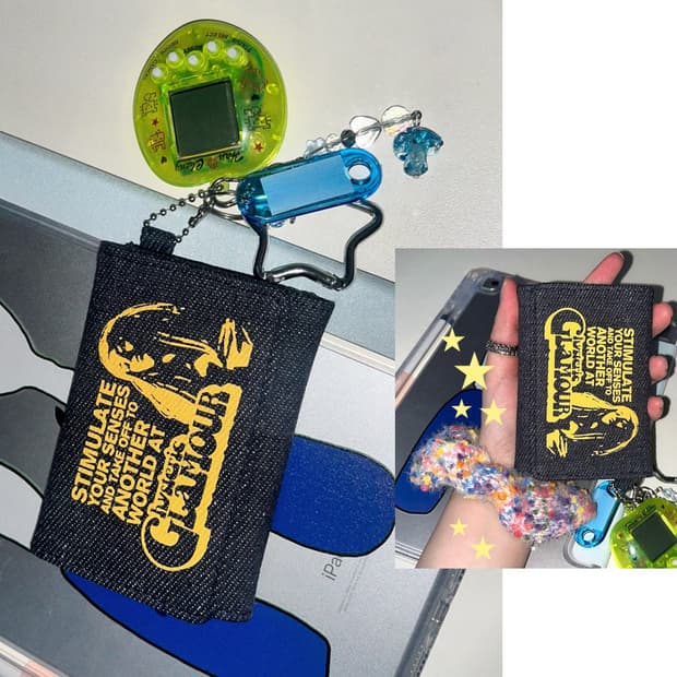 히스테릭 글래머 데님 프린팅 카드 지갑