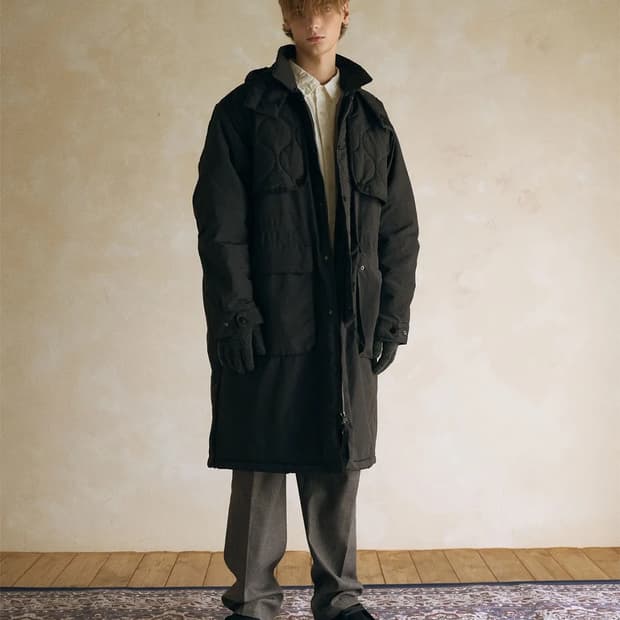 맥우드건 5308 롱기장 블랙 사파리 야상 패딩점퍼 자켓 오버핏