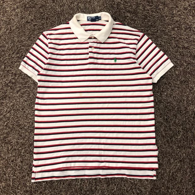 XL 폴로 랄프로렌 스트라이프 포니 카라 PK 반팔 티셔츠