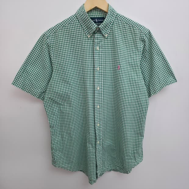 [M] 폴로 랄프로렌 그린 체크 반팔 셔츠