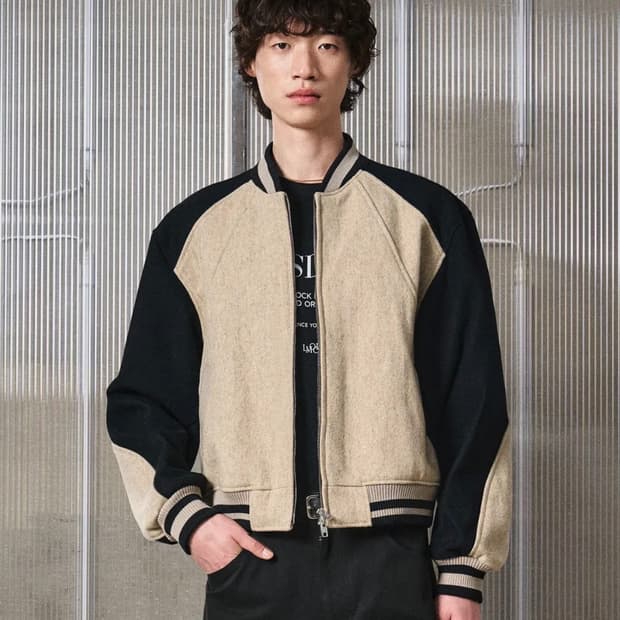 엘무드 테드 헤리티지 울 바시티 자켓 블랙