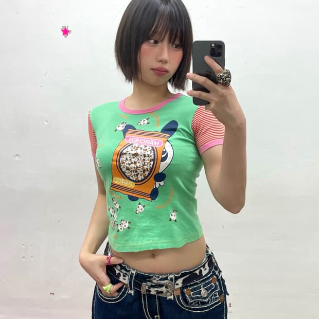 Panda Group Mint Stripe T-shirt