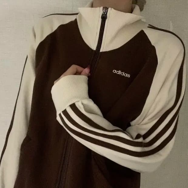 일본 아디다스 희귀 브라운 아이보리 져지 트랙탑