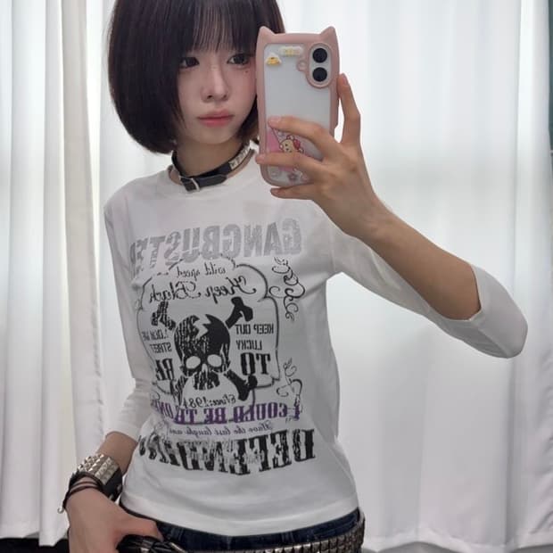 🎸스컬 프린팅 화이트 티셔츠🎸