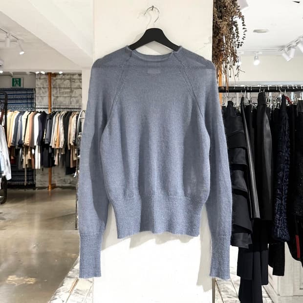 포르테 포르테 블루 모헤어 실크 혼방 니트 스웨터