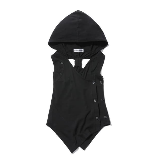 HOODED SLEEVELESS TOP_BLACK