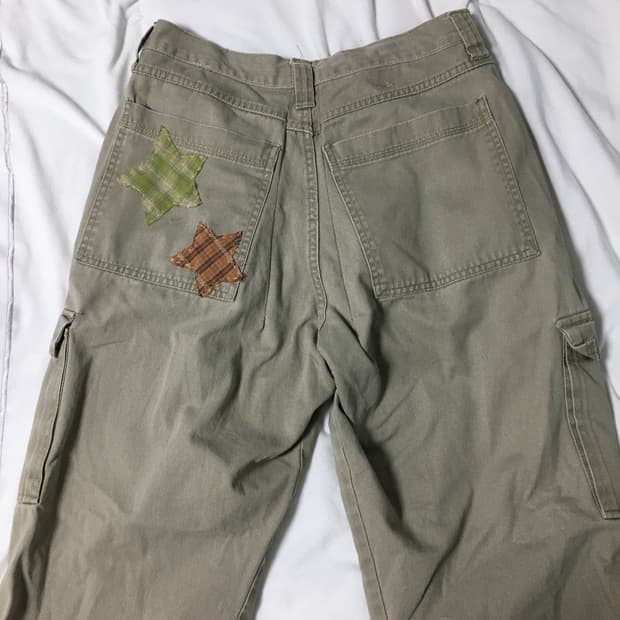 빈티지 별 패치 카고 와이드 팬츠