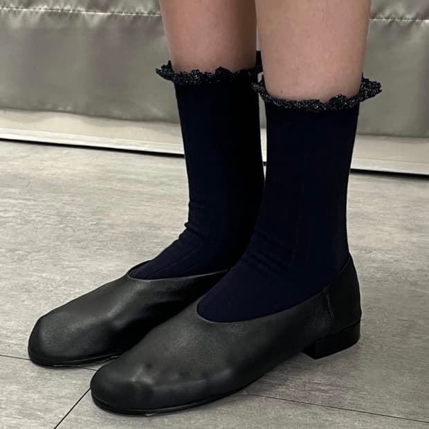 COSSMOS glitter lace socks navy