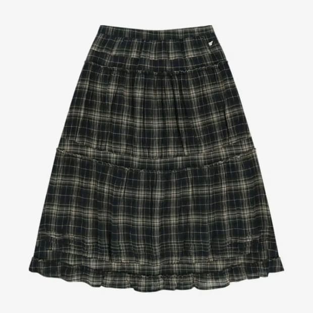 코이세이오 셔링 미디 스커트 체크 2사이즈
