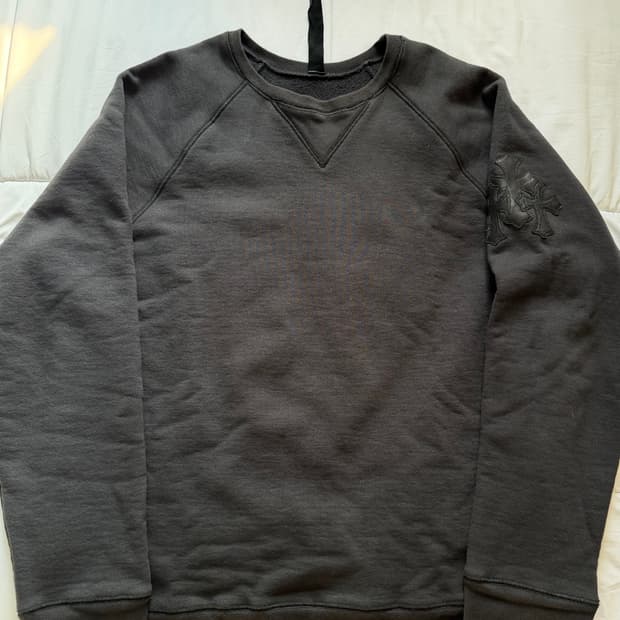 [XL] 크롬하츠 레더 패치 맨투맨 블랙