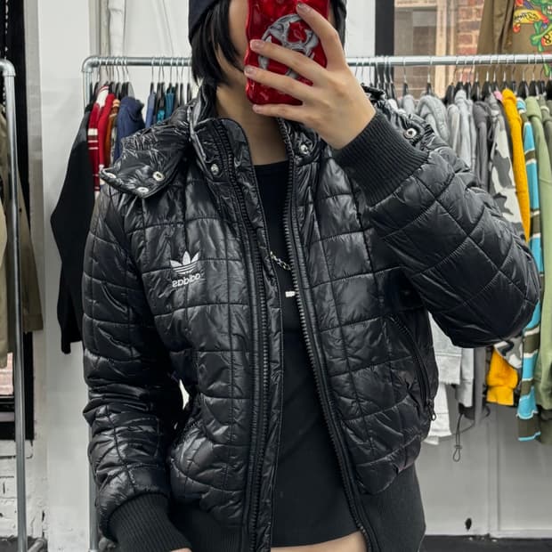 아디다스 퀄팅 크롭 자켓