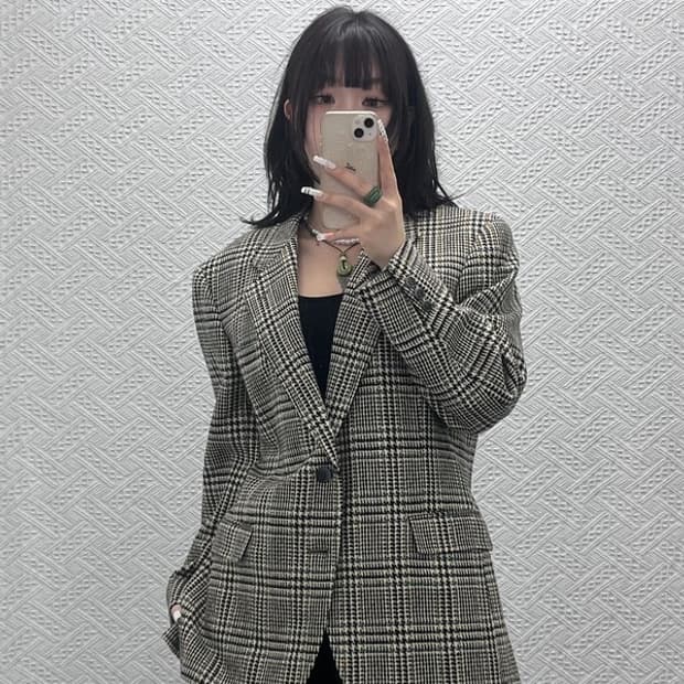 꾸레쥬 옴므 빈티지 모던 시크 하운드 체크 블레이저 자켓 3 C10795