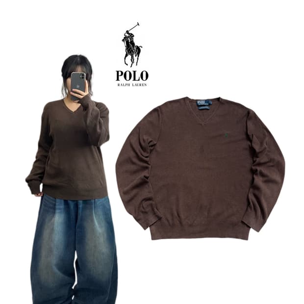 폴로 포니 브라운 니트