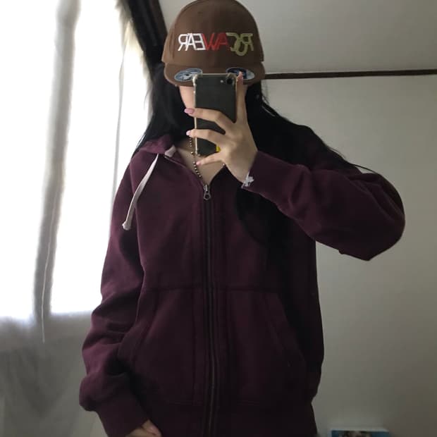 폴로 버건디 후드집업