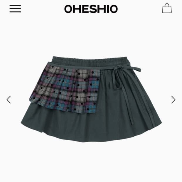 오헤시오 check twoway mini skirt, ash blue