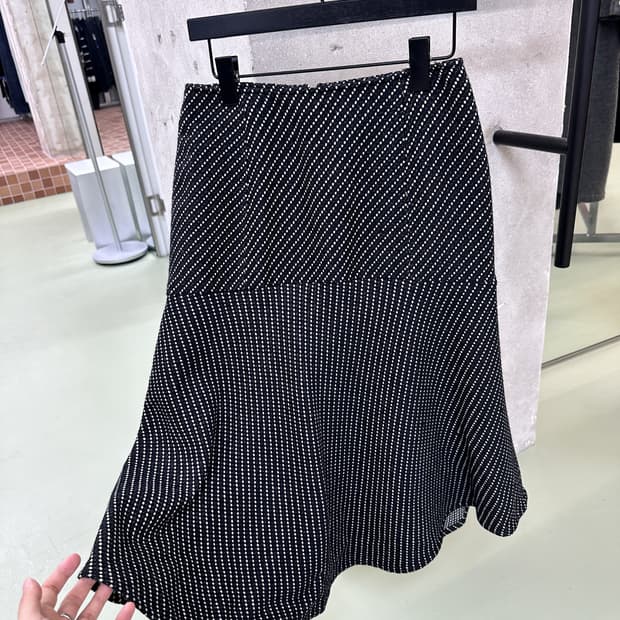 dot stripes midi wool skirt