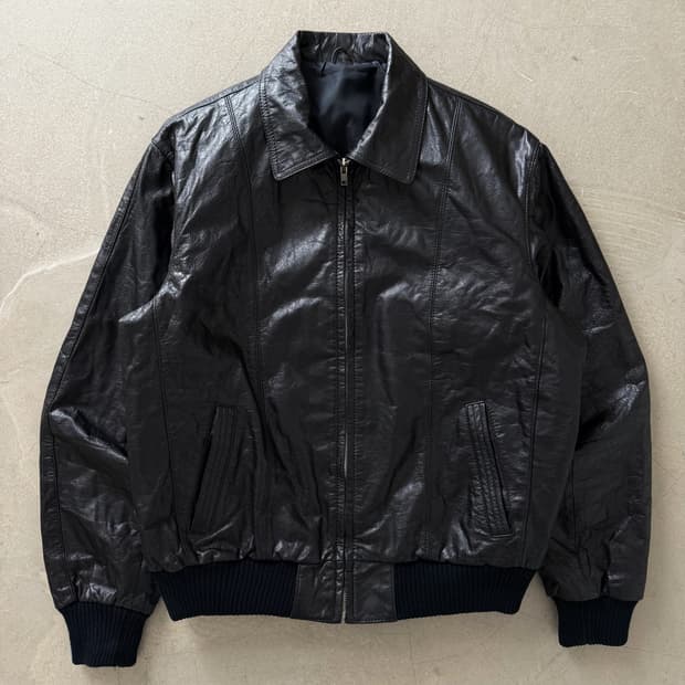 90s Vintage Genuine Leather Bomber Jacke