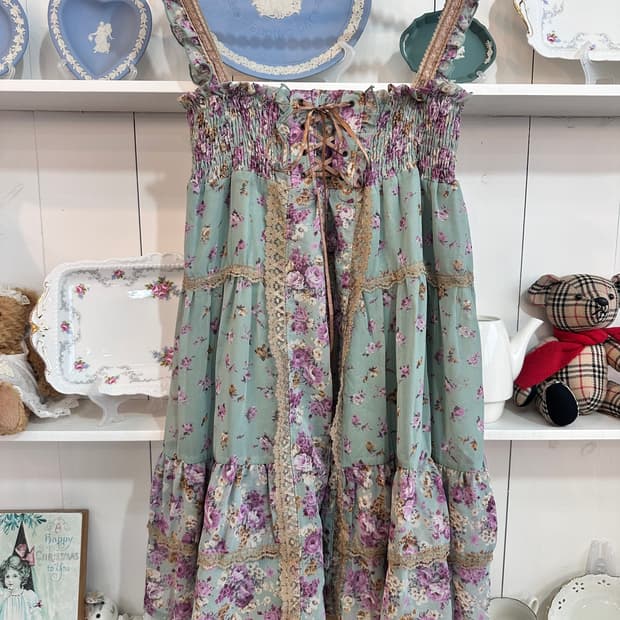 axes femme(액시즈팜) 로즈 플라워 코르셋 쉬폰 원피스