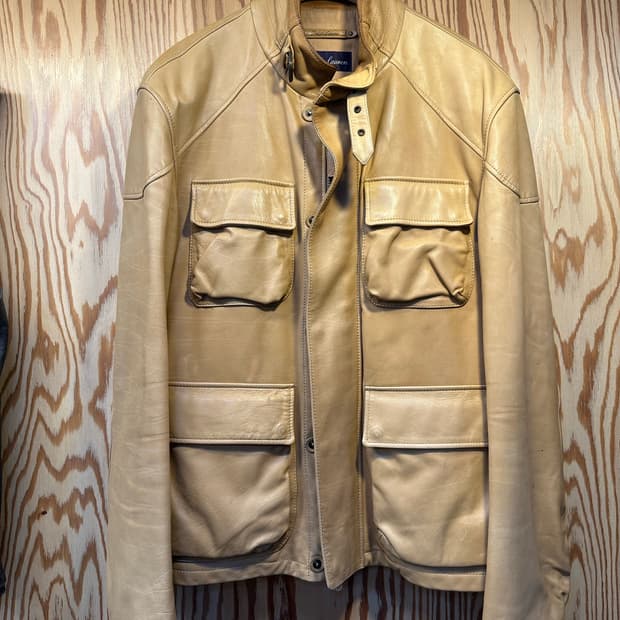 랄프로렌 퍼플라벨 베이지 가죽 자켓