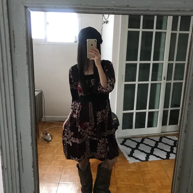 vintage velvet pattern one-piece