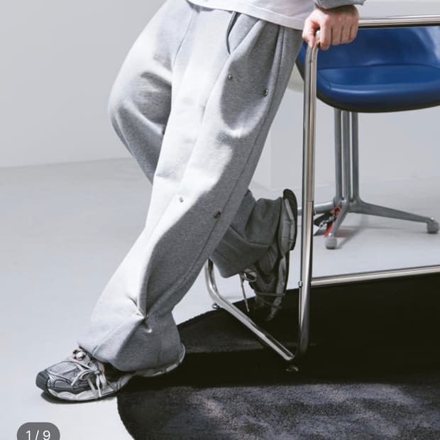 MJD 사이드 스냅 와이드 헤비 스웻 팬츠 멜란지그레이 S